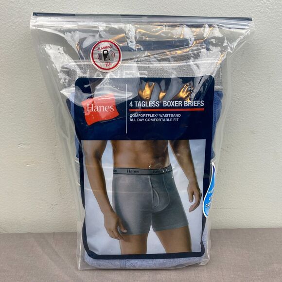 HANES Boxer Briefs Men's L 36 38 4 Pack Assorted Tagless Comfort Flex J7l434 - Picture 1 of 6